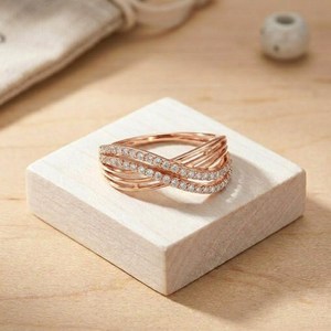 Brilliant 10K 14K 18K Solid Gold Round Brilliant Cut Lab Grown Diamond 0.35CT Wave Luxury Engagement Ring <b>Women</b> IGI Certified - Product Image 2