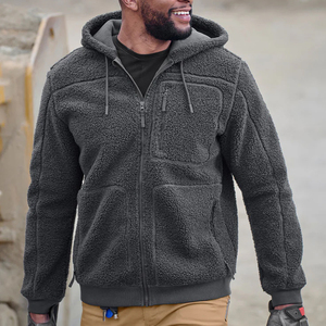 Men's Stand Collar <b>Fleece</b> <b>Jacket</b> Zipper Front Solid Color Warm Winter Casual Thick Cotton <b>Lining</b> Regular Fit 100% Wool - Product Image 5