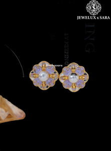 Elegant Round Cut Moissanite Diamond <b>Earrings</b> with White Gold Plating Bridal Jewelry for Engagement and Anniversary Use - Product Image 2