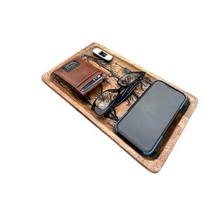 Plateau de rangement pour table de chevet en bois brûlé fractal - Product Image 4