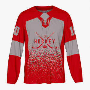 High Quality 100% <b>Polyester</b> Breathable Ice Hockey Jersey for Men Women Comfortable Sports Wear Quick Dry Ice Hockey Jersey - Product Image 1