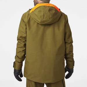 Chaqueta acolchada impermeable con capucha para hombre, color verde oliva, con cierre de cremallera y múltiples bolsillos para uso en exteriores en invierno. - Product Image 2