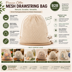 Sac en coton à cordon de serrage |   Pochette de rangement pour produits réutilisable, écologique, recyclable, pour les courses, les cadeaux, les voyages - Product Image 5