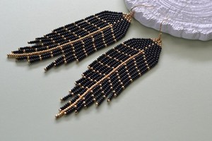 Women's Summer Bohemian Handmade Western Fringe With Gold Accents Style Dangling Beading Earrings Unique Long Design Beading - Product Image 5