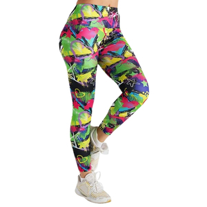 Leggings de sport pour femmes à taille haute, motif géométrique coloré personnalisé, extensibles et confortables, de qualité supérieure - Product Image 3