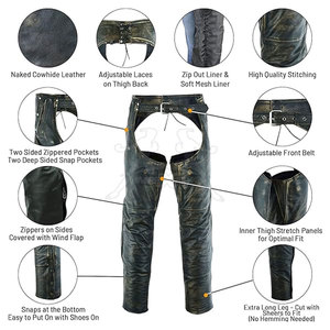 Chaps en cuir pleine fleur confortables de qualité supérieure, adaptés aux passionnés d'équitation et au dressage. - Product Image 6