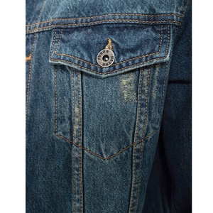 Men's Blue Denim Jacket Casual Slim Fit Stonewashed Button Closure Solid Color Woven Cotton Fabric Autumn Wear - Product Image 6