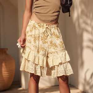 Shorts en Spandex Uni pour Femme Grace Collection, Taille Élastique Mi-Haute, Coupe Classique, Style Prairie Chic, Respirant, Séchage Rapide, Écologique - Product Image 3