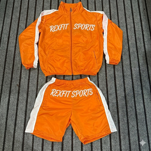 ชุดเสื้อแจ็คเก็ตและกางเกงขาสั้นกีฬาสะท้อนแสงสำหรับผู้ชาย Rexfit Sports Factory Direct ผลิตจากไนลอน ขายส่ง - Product Image 3
