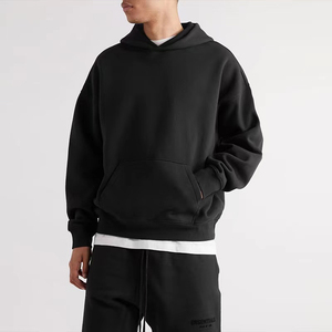 Sweat-shirt à capuche décontracté surdimensionné avec motif de lettres imprimé en flocage sur le devant et le dos, 100% coton molletonné - Product Image 2