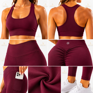Women <b>Seamless</b> Yoga Set High Waist <b>Leggings</b> Sports Bra Gym Workout Fitness Activewear Training Wear Set - Product Image 5