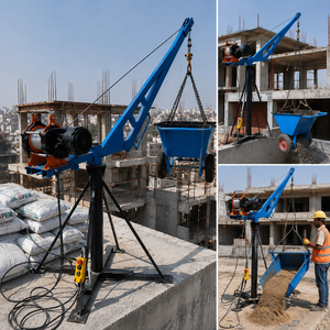 Mini Grúa Eléctrica Portátil con Accesorio de Carretilla para la Manipulación de Materiales en Techos de Construcción - Product Image 6