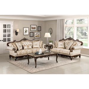 Divano Tradizionale di Lusso in Legno Massello, Design Formale con Finitura in Ciliegio e Bordi Dorati per Soggiorno, 1 Pezzo - Product Image 5