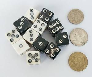 Hand Crafted 6 Sides Viking/Medieval Betting Bone and Horn <b>Dice</b> <b>Set</b> of 12 Pcs - 9/16 Inch (14-15 mm) Thick - Product Image 5