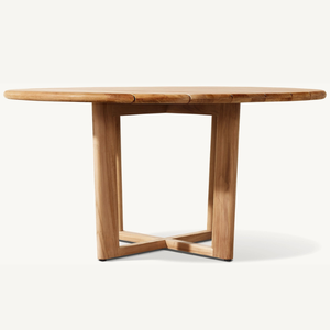 Table ronde en teck, style moderne, en promotion, idéale pour l'extérieur ou la salle à manger. - Product Image 1