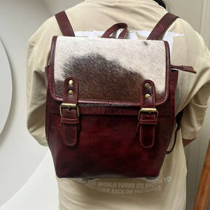 Vrais cheveux sur peau de vache sac à dos élégant Style occidental sac à dos sacs d'école unisexe 2 en 1 multi-usages sacs en gros produit en vrac - Product Image 2
