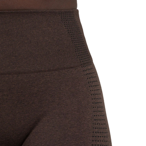 Leggings de yoga taille haute sans couture, longueur intégrale, texturés, marron uni, en Spandex et Nylon, extensibles dans les quatre sens, avec taille élastique - Product Image 6