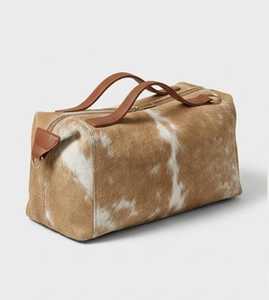 Custom Genuine Leather Zipper Hair for Bag Premium Hair-on-Hide <b>Makeup</b> <b>Case</b> Luxury OEM Travel Shaving Kit Bag LHON-0001 - Product Image 2