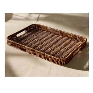 Bandeja de Servir de Ratán de Estilo Bohemio de Primera Calidad, Hecha a Mano con Asa de Madera Maciza, Ecológica, para Té, Aperitivos, Decoración del Hogar - Product Image 2