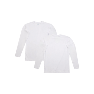 T-shirt à manches longues blanc pour homme, coupe classique, col rond, tissu jersey, séchage rapide, style décontracté, couleur unie - Product Image 5