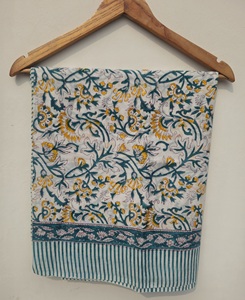 Indian Handmade Block Print Cotton Pareo Sarong Floral Scarf Stole Dupatta Soft Lightweight Beach Cover-Up Eco-Friendly Front - Product Image 4