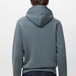 Sweat-shirt à capuche bleu acier premium pour homme, en mélange de coton doux, style streetwear décontracté, pull-over moderne, mode hiver - Product Image 4