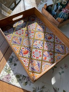 Nuevas Bandejas de Madera para Servir con Diseño de Mandala, Kit de Pintura de Diamantes DIY con Asa, Aptas para Lavavajillas, Reutilizables para Decoración de Cocina - Product Image 3