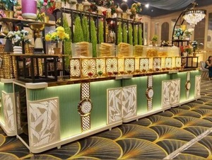 Comptoir de buffet en acier inoxydable illuminé de style royal filigrané King International pour hôtel, mariage, banquet, restauration - Product Image 2