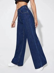 RAVTIN Women <b>Elastic</b> Waist High Plus Size 100% Cotton Loose Fit Straight-leg Denim <b>Jeans</b> Casual Streetwear Y2K Washed Distressed - Product Image 4