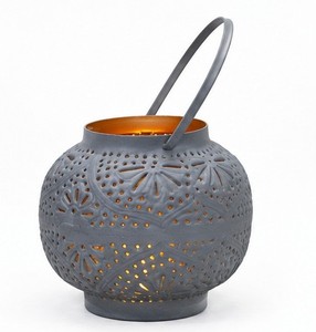 Style moderne Premium Cadeau de Noël Gravure sur métal Découpe Gris Lanterne suspendue T-Light Votive Marocaine T-Light Votive - Product Image 4