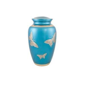 Diseño decorativo Metal Latón Flor y pájaro Diseño grabado Urna de cremación para cenizas humanas Fabricante de alta calidad - Product Image 1