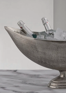 Nouveauté : Seau à glace ovale en métal argenté, grand bol à champagne sur piédestal, refroidisseur à vin pour bar à domicile et événements - Product Image 2