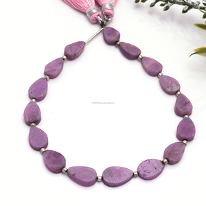 Perles de pierres précieuses en saphir rose, forme poire plate et lisse, de 5x7 à 8x12,5 mm, pour la fabrication de bijoux, bracelets et colliers - Product Image 2