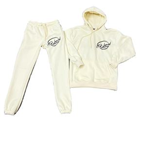 Chándales de jogging de algodón grueso Unisex de primera calidad para hombre, chándales informales con logotipo personalizado y capucha, conjunto de joggers y sudadera lisa - Product Image 1