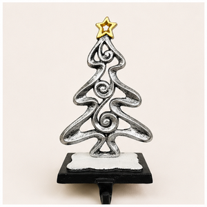 Soporte para Calcetines Navideños de Metal Plateado con Diseño en Espiral, Hecho a Mano, Base Pesada y Resistente, para Decoración Navideña del Hogar - Product Image 1