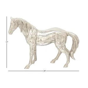 Sculpture Métallique Artisanale Premium, Décoration Contemporaine pour la Maison, pour les Acheteurs de Décoration Intérieure en Gros dans le Monde Entier, Cheval en Aluminium Plaqué Or - Product Image 1