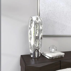 Vase de table rond moderne en fer de luxe, support décoratif pour fleurs, centre de table pour salle à manger et salon, présentoir floral - Product Image 1
