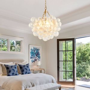 Lampadario a sospensione in oro da 20 pollici con paralume in vetro trasparente regolabile in altezza per la cucina della sala da pranzo del soggiorno-senza lampadine - Product Image 2