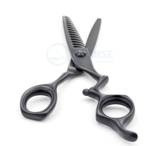 Tijeras de peluquería profesionales para entresacar el cabello, clásicas, ergonómicas, de acero inoxidable de alta calidad, color negro mate, más delgadas. - Product Image 6