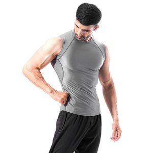 Camiseta sin mangas deportiva de algodón de alta calidad para hombre, 230g, con bajo curvo, ideal para verano, venta al por mayor - Product Image 4