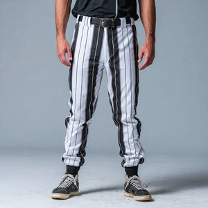 กางเกงกีฬาลายทางสำหรับฝึกซ้อมซอฟต์บอล กางเกงเบสบอลชายแบบมีกระดุมที่เอวพร้อมกระเป๋า - Product Image 1