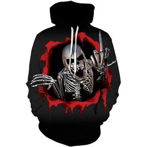 Sudadera con Capucha Oversize de Calavera Gráfica para Hombre, de Forro Polar Grueso, Estilo Urbano con Bolsillos - Product Image 1