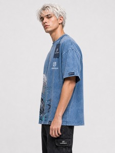 Camiseta Personalizada de Estilo Urbano con Hombros Caídos, Corte Cuadrado, Lavado Ácido, Tejido de Punto, 100% Algodón, Transpirable, Ecológica, de Secado Rápido y Alta Calidad para Hombre - Product Image 4