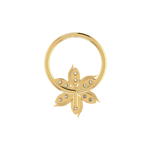 Ajretail – Piercing de nez en or 14 carats avec diamant naturel de 0,03 carat, certifié GIA, couleur HI, clarté VS-SI, motif floral ethnique - Product Image 5