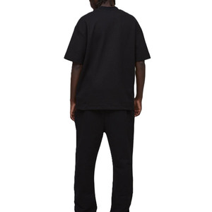 T-shirt homme coupe décontractée avec logo surpoosé sur la poitrine, en coton noir, pour fabrication OEM, marque privée, personnalisation en gros et fabrication de vêtements - Product Image 2