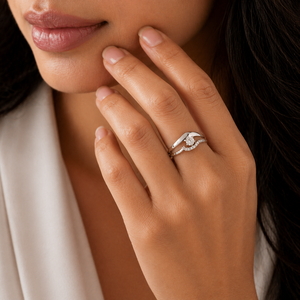 925 Sterling <b>Silver</b> Women's Wave Wrap <b>Solitaire</b> <b>Ring</b> with Cubic Zirconia Modern Elegant High Polish Finish Engagement Wedding - Product Image 1