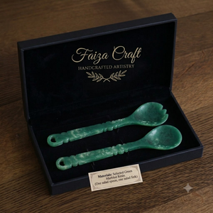 FAIZA CRAFT Ensemble d'ustensiles à salade en résine, cuillères faites à la main en époxy 10ml, finition miroir, écologique, compatible lave-vaisselle/micro-ondes/four, pour fêtes - Product Image 1