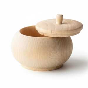 Conteneur de stockage alimentaire rond en bois artisanal avec couvercle hermétique, design minimaliste, utilisation en cuisine, préservation des épices - Product Image 1
