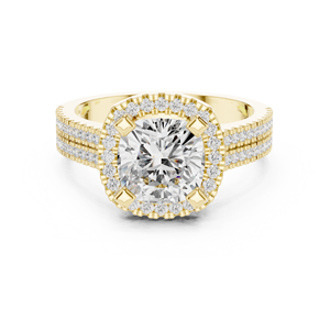 Anillo de Compromiso Clásico de Oro Amarillo de 14K con Corte Cojín de 2.5 CT, Diamante Cultivado en Laboratorio con Certificado IGI, Regalos de Aniversario y Boda - Product Image 1