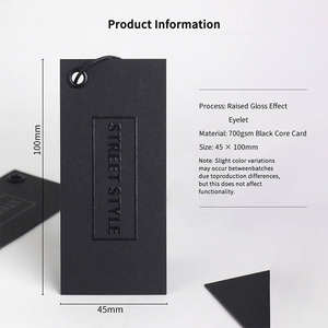 Etiquetas Colgantes de Papel con Relieve, Diseño 2026, Etiquetas de Lujo Negras Personalizadas para Ropa, Jeans - Product Image 5